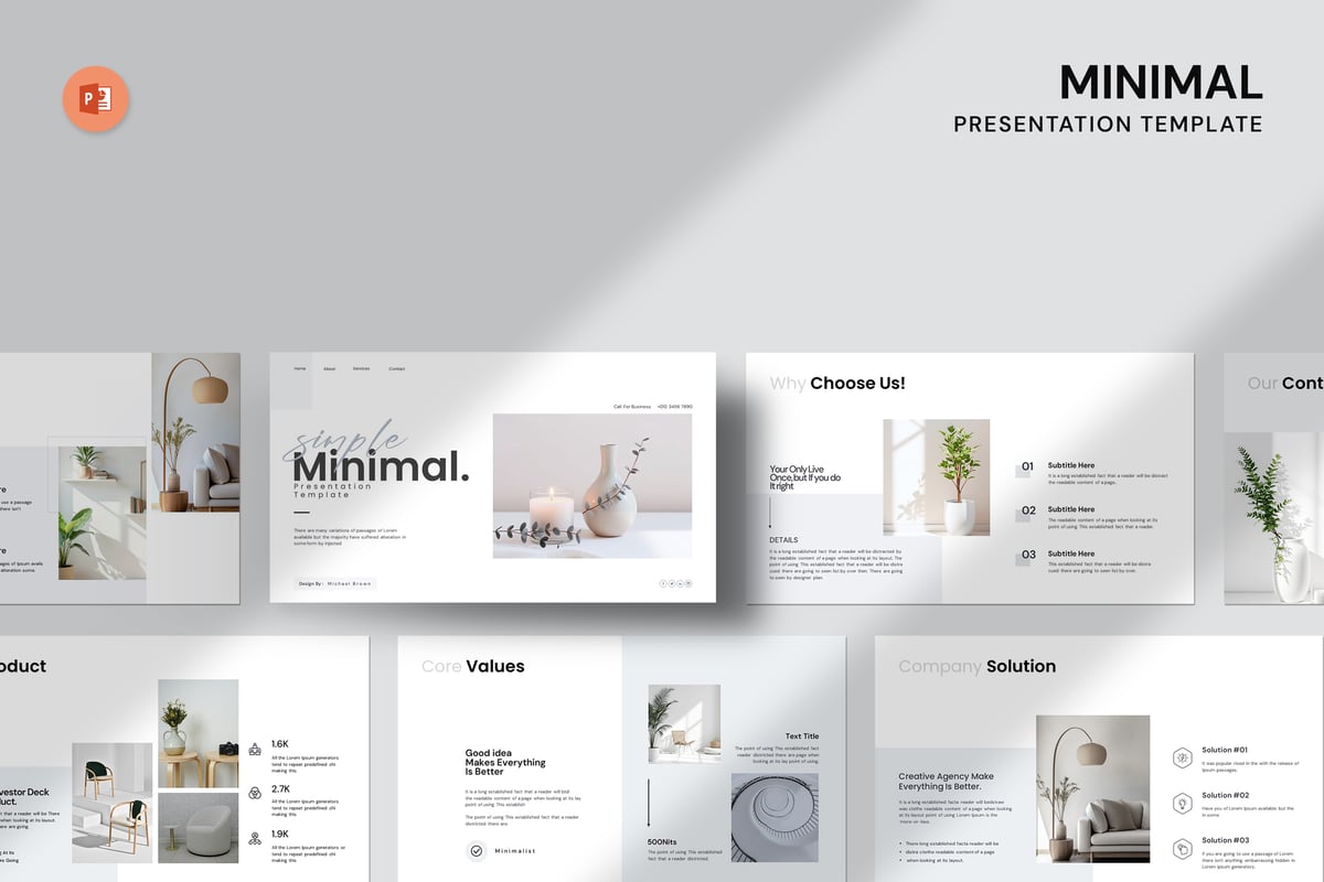 简单的极简主义PPT模板 (PPTX)