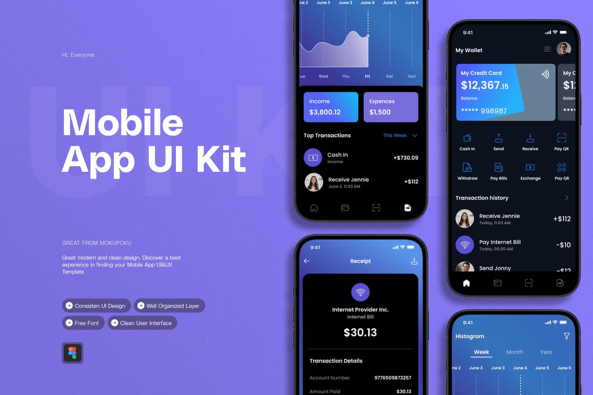 银行 – 移动应用APP UI KIT (FIG)