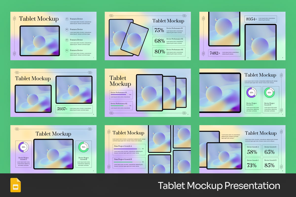 平板电脑模型PPT模板 (PPTX)