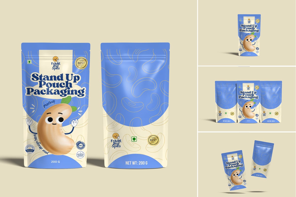 站立袋包装模型样机 (PSD,PDF)