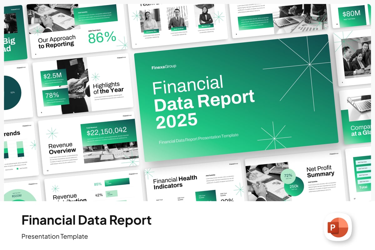 财务数据报告PPT模板 (PPTX)