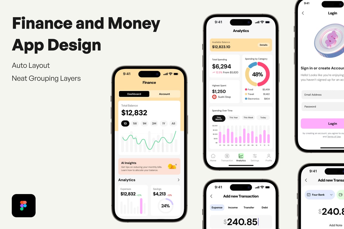 金融和货币应用APP UI KIT (FIG)