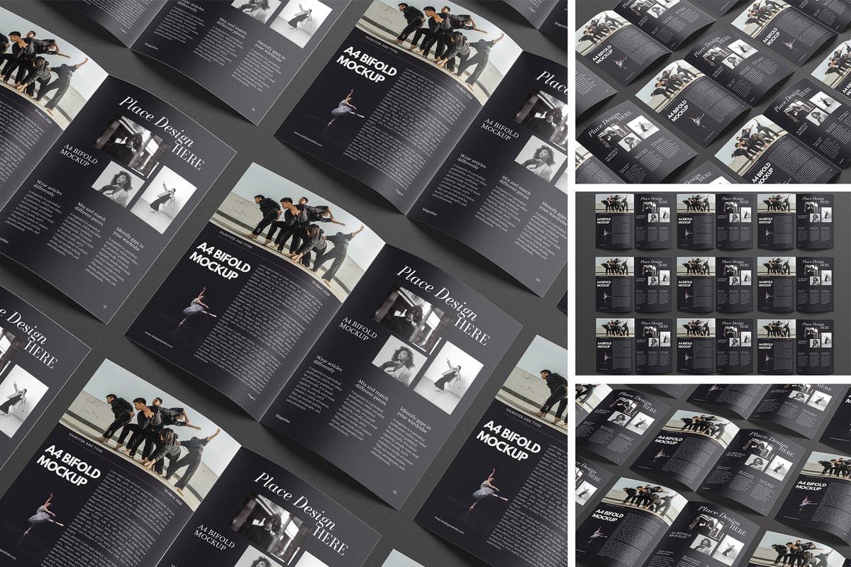 A4双折手册画册模型样机 (PSD,PDF)