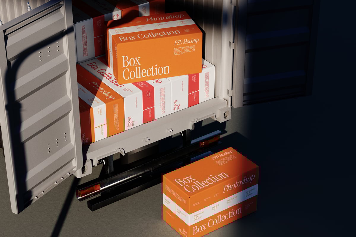 快递盒模型样机 (PSD)