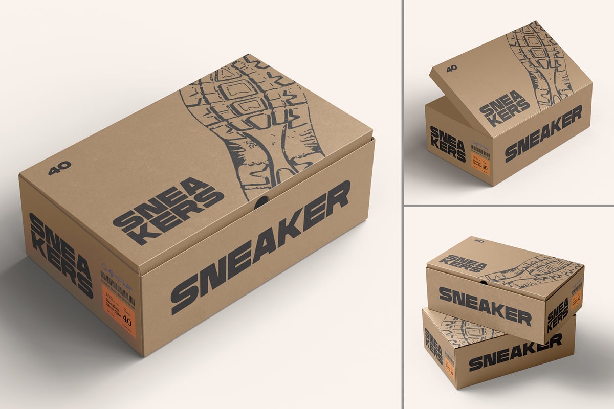 鞋盒品牌模型套件样机 (PSD)