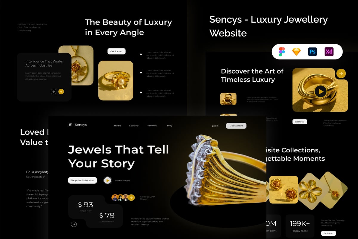 豪华珠宝网站网页UI模板 (FIG,PSD,SKETCH,XD)