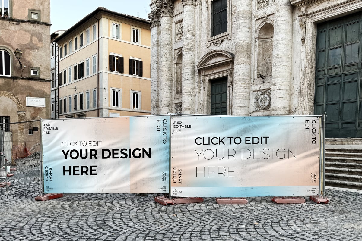 建筑工地横幅模型样机 (PSD)