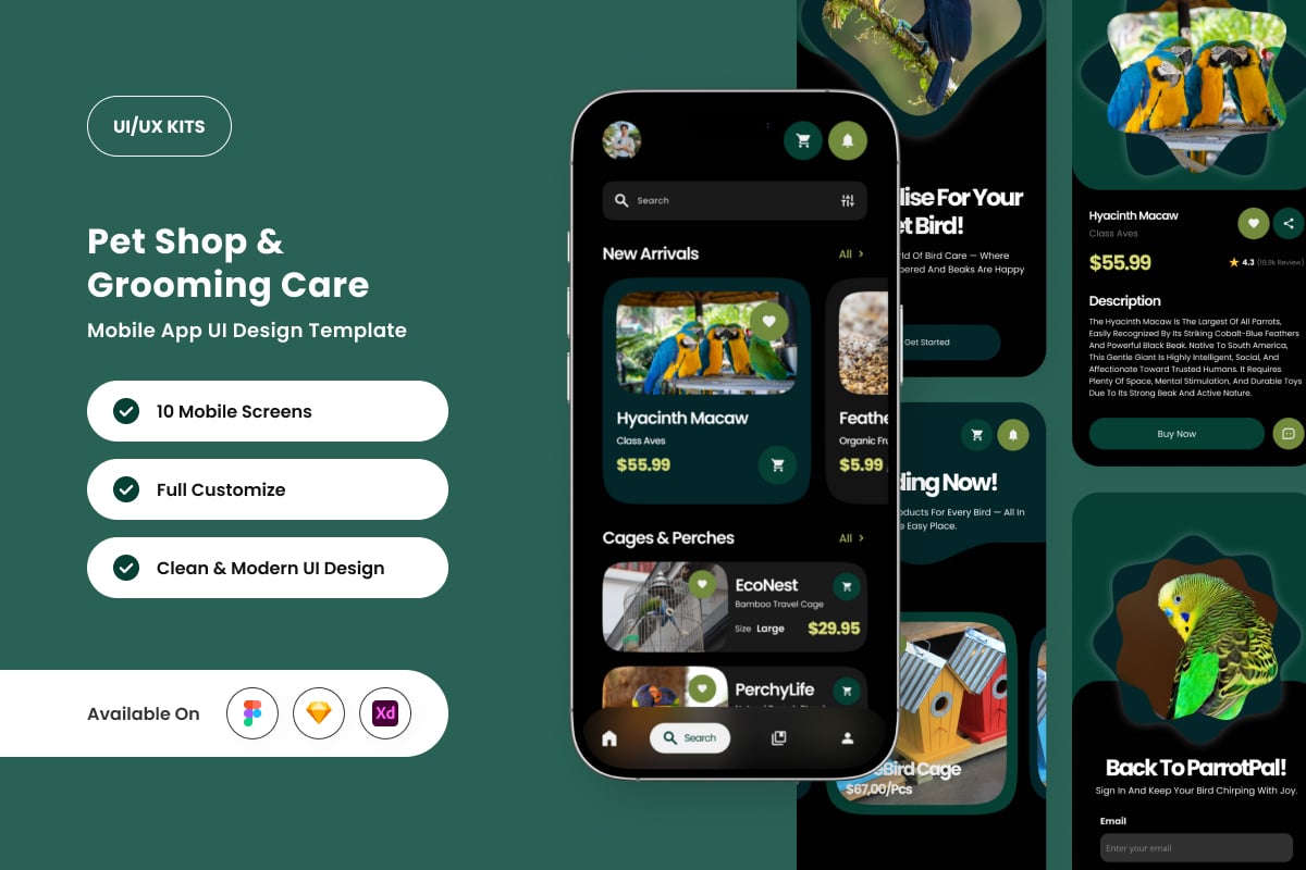 宠物商店移动应用APP UI KIT (FIG,SKETCH,XD)