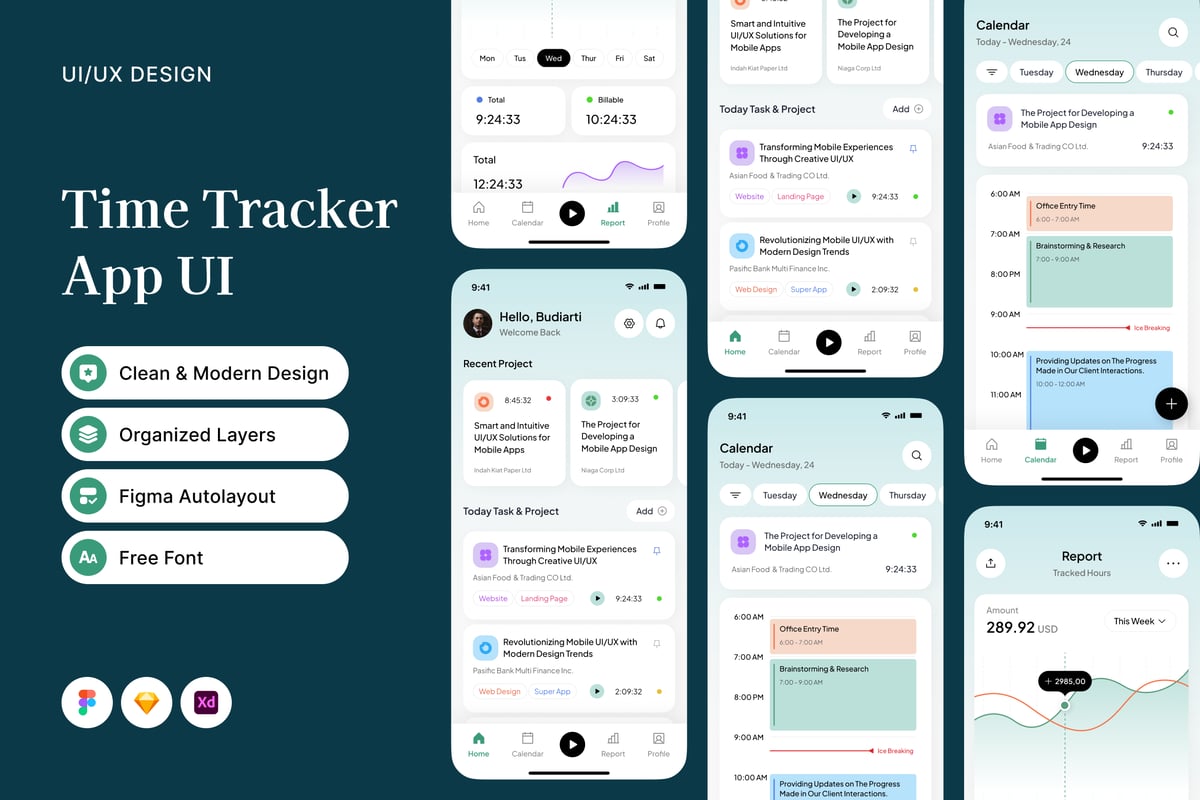 时间跟踪器应用APP UI KIT