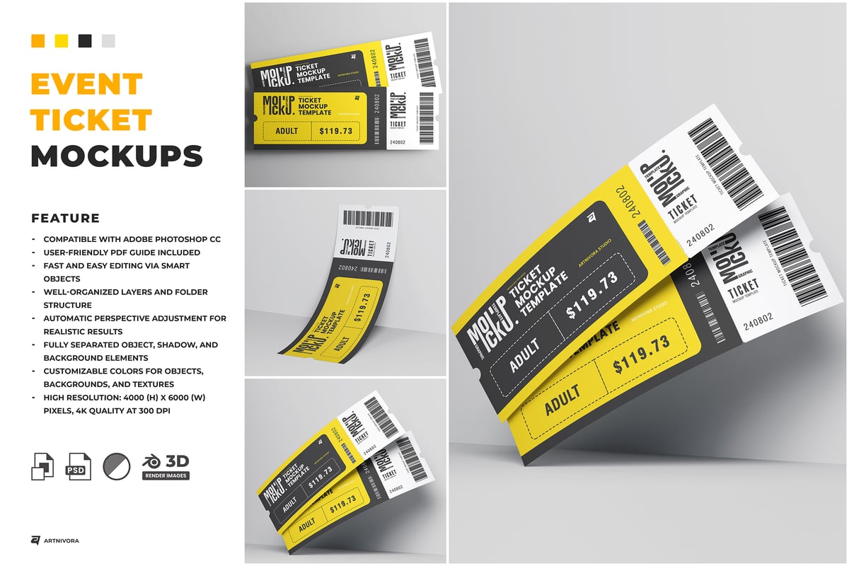 活动票证模型套装样机 (PNG)