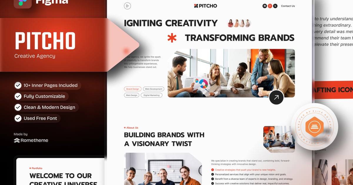 Pitcho – 创意机构 Figma 模板