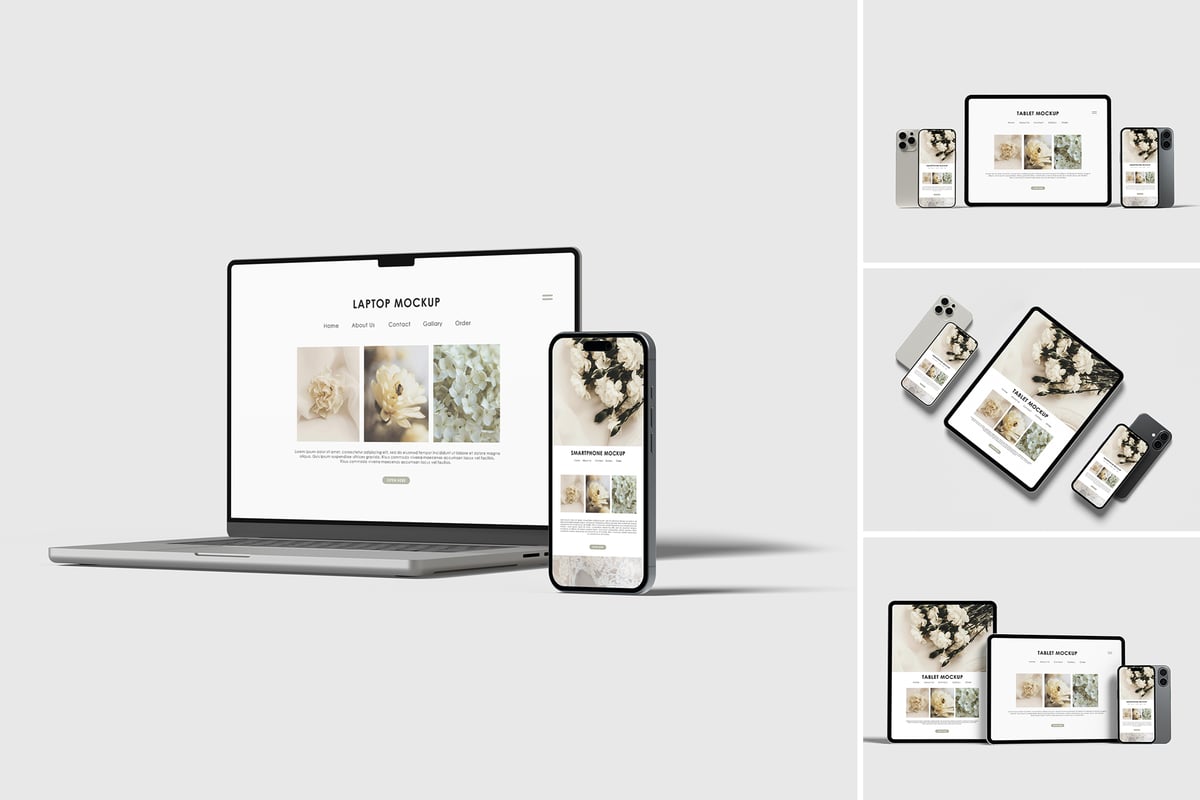 手机电脑多设备模型样机 (PSD,PDF)