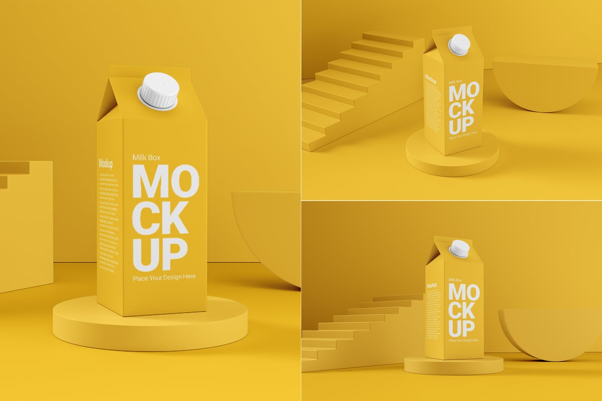 牛奶盒模型样机 (PSD)