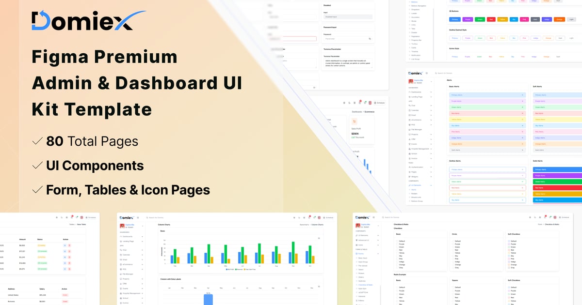 Domiex – Figma 管理和仪表板 UI 套件模板