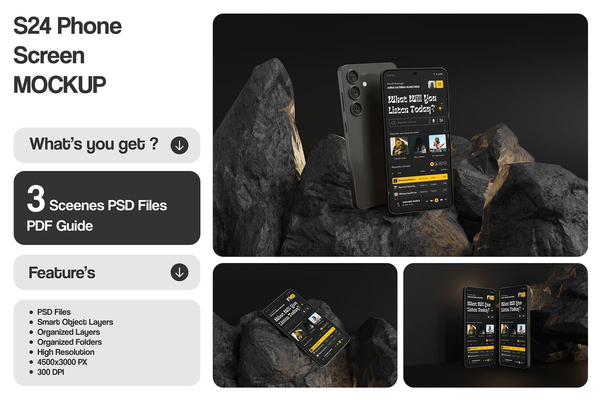 S24手机屏幕模型样机 (PSD)