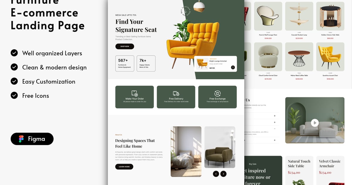 Kayuma – 优雅家具店登陆页面