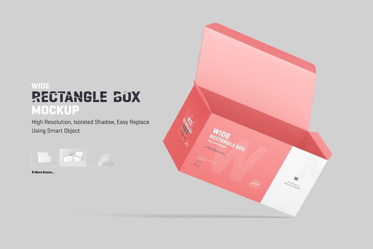 宽矩形包装模型样机 (PSD)