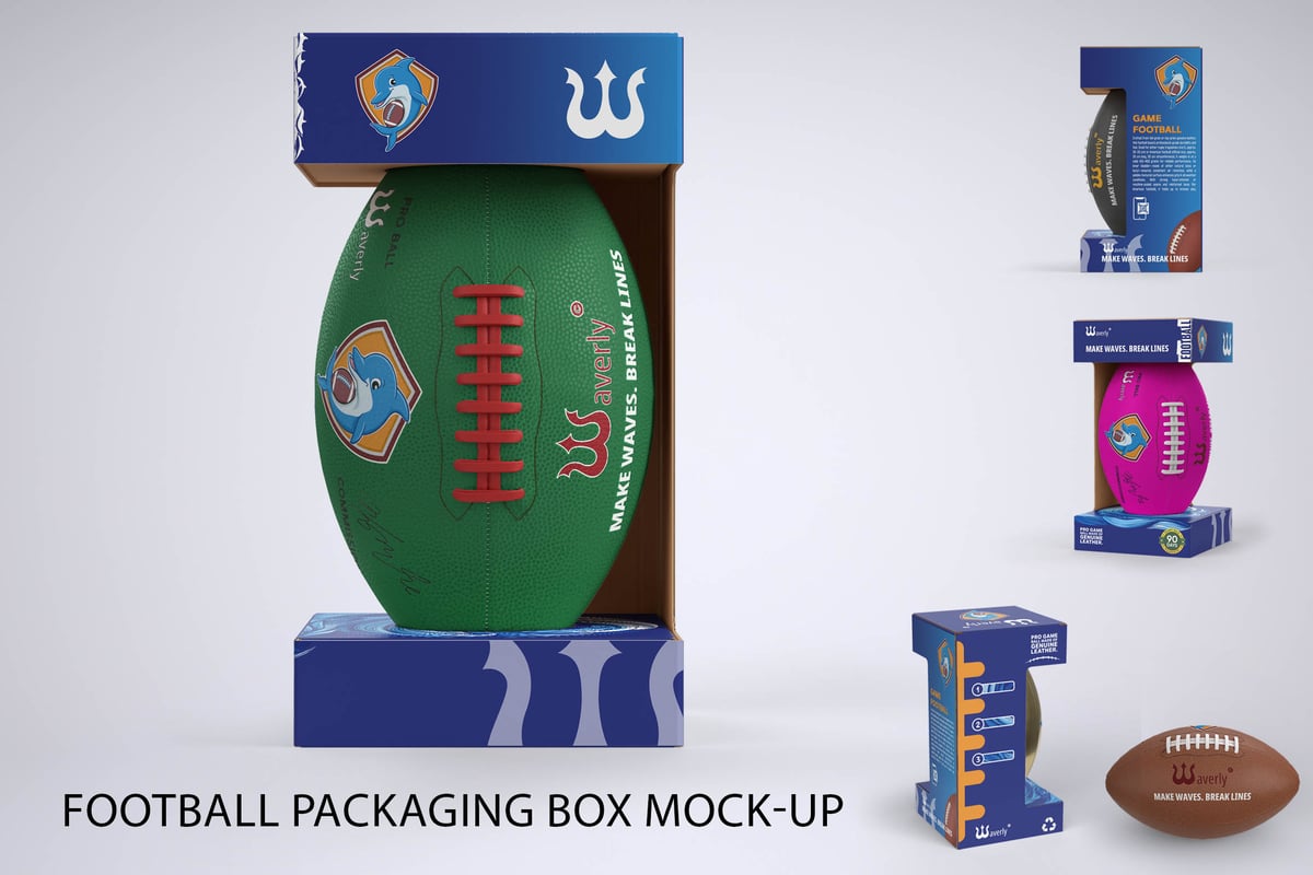 橄榄球包装盒模拟样机 (PSD)