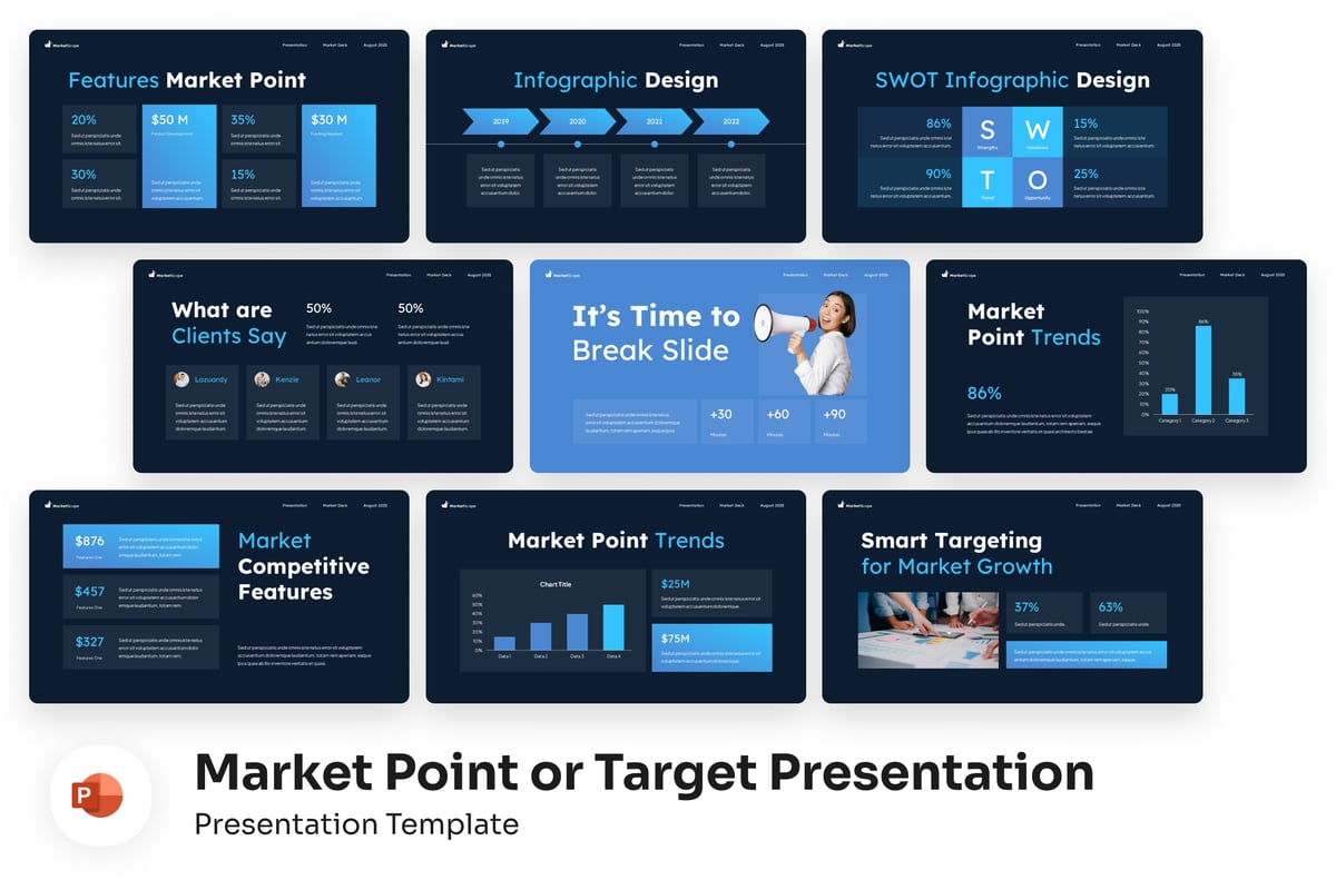市场点或目标呈现PPT模板 (PPTX)