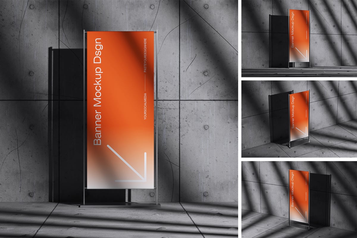 横幅模型易拉宝广告样机 (PSD)