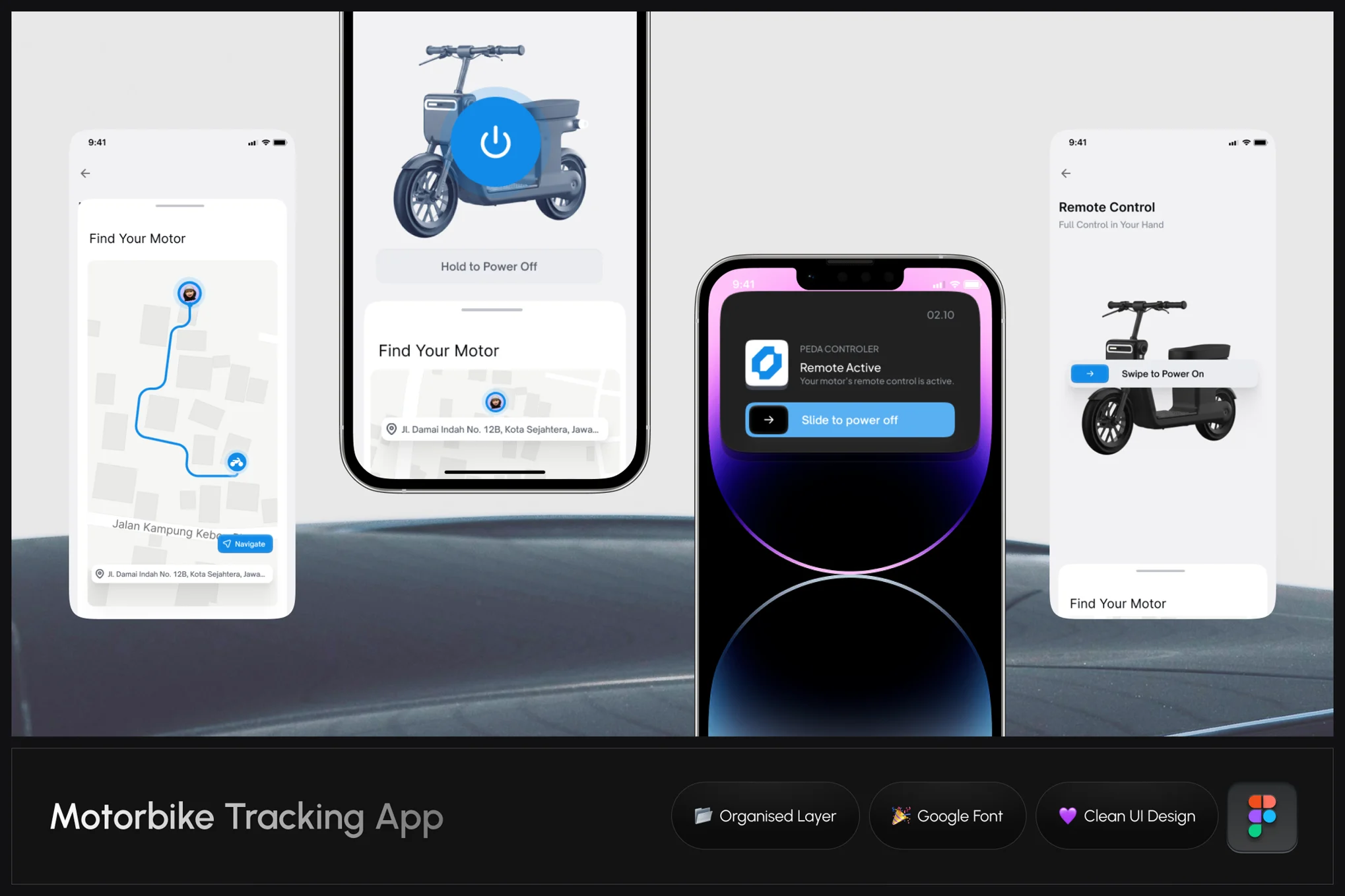 摩托车跟踪应用APP UI KIT (fig)