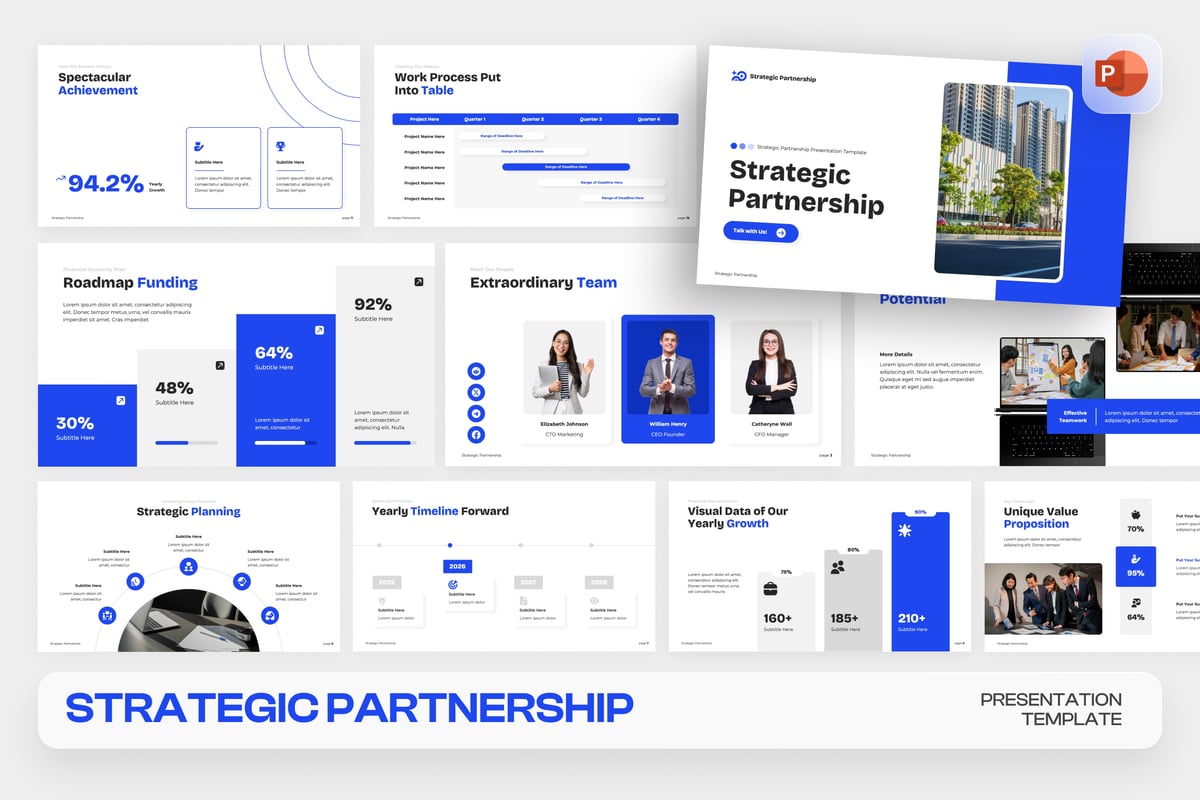 战略伙伴关系PPT模板 (PPTX)