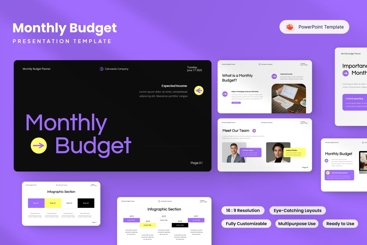 每月预算PPT模板 (PPTX)