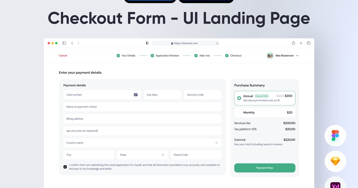结帐表单 UI 登陆页面