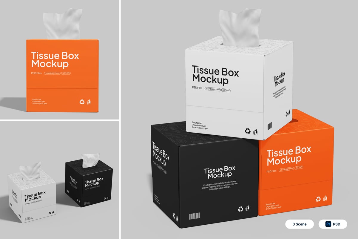 纸巾方盒模型样机 (PSD)