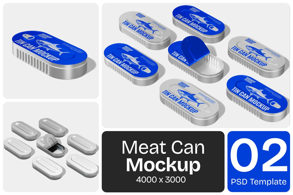 午餐肉罐头包装设计样机 (PSD)