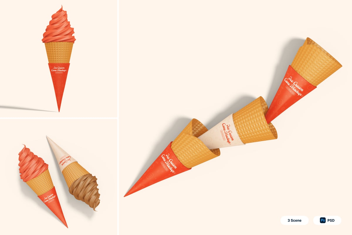 冰淇淋蛋筒模型样机 (PSD)