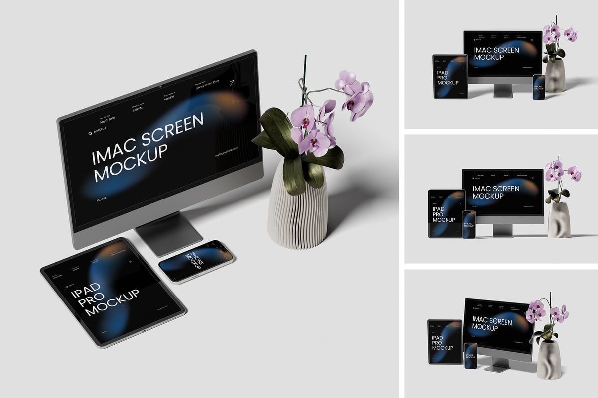 手机电脑多设备模型样机 (PSD,PDF)