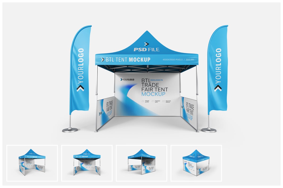 模块化展位模型套装，博览会架样机 (PSD)
