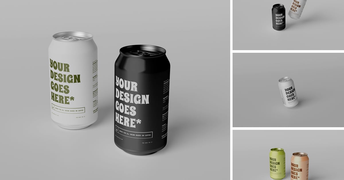 高品质饮料汽水罐模型，适用于品牌推广