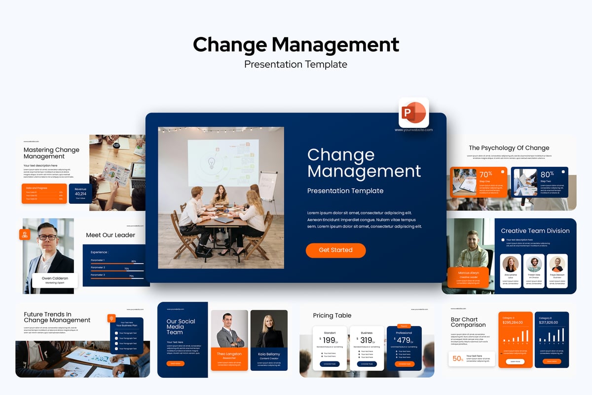 变更管理PPT模板 (PPTX)