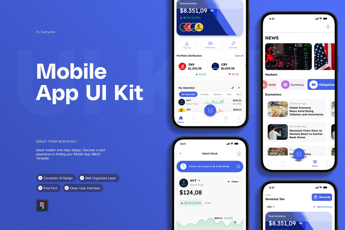 投资 – 移动应用 APP UI kit (FIG)