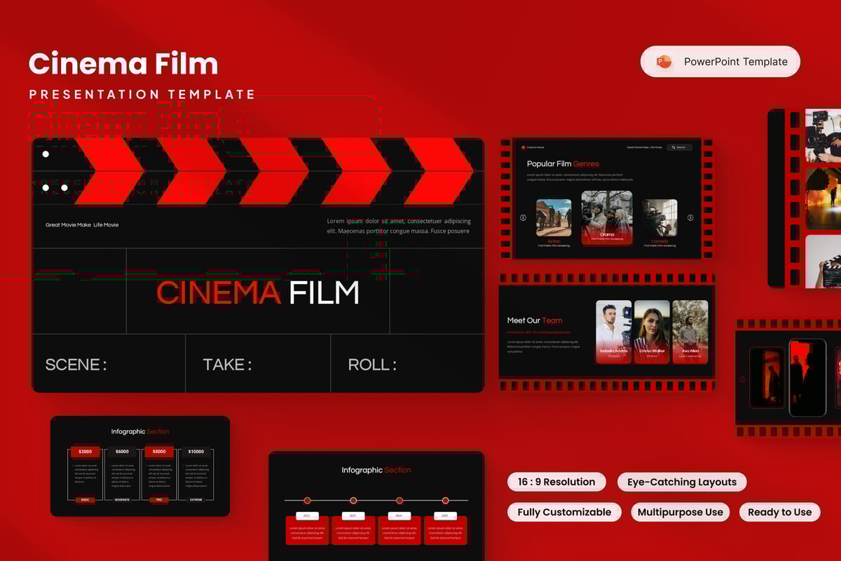 电影介绍PPT模板 (PPTX)