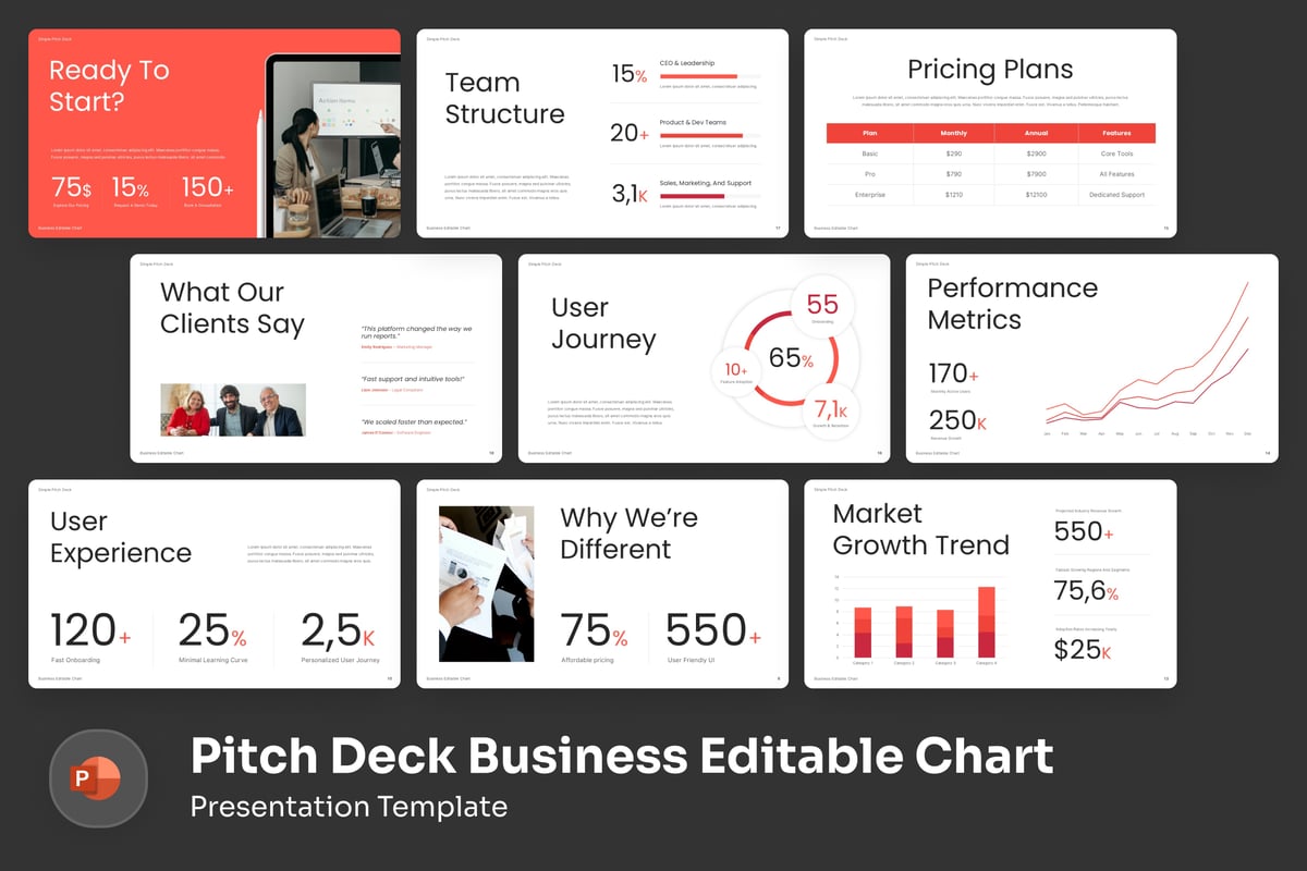 简单的路演业务可编辑图表PPT模板 (PPTX)