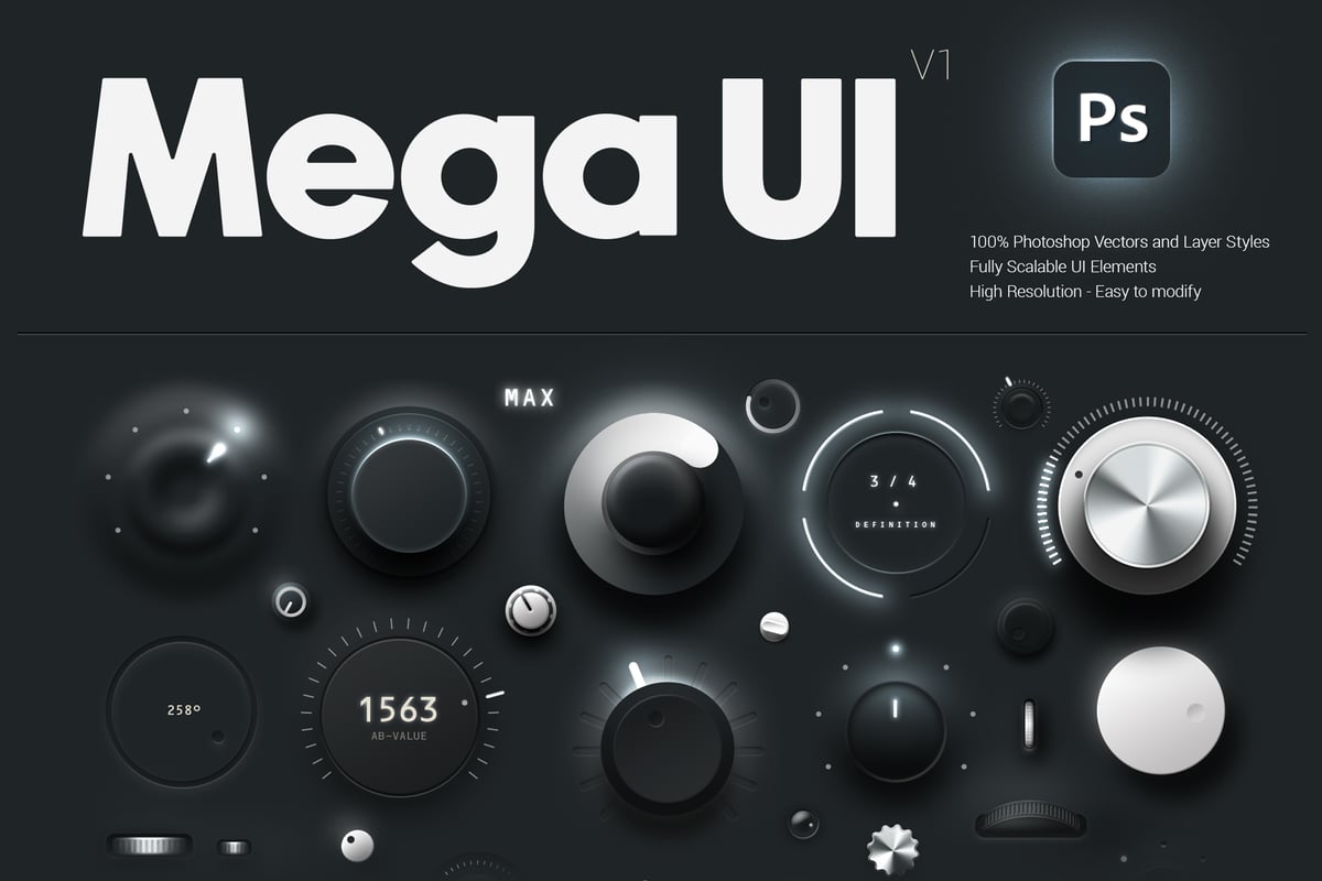 拟物化UI-用户界面套件 (PSD)