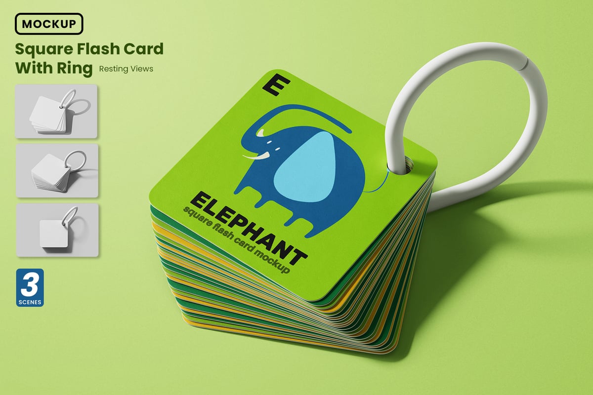 带有戒指模型的方形记忆卡片样机 (PSD)