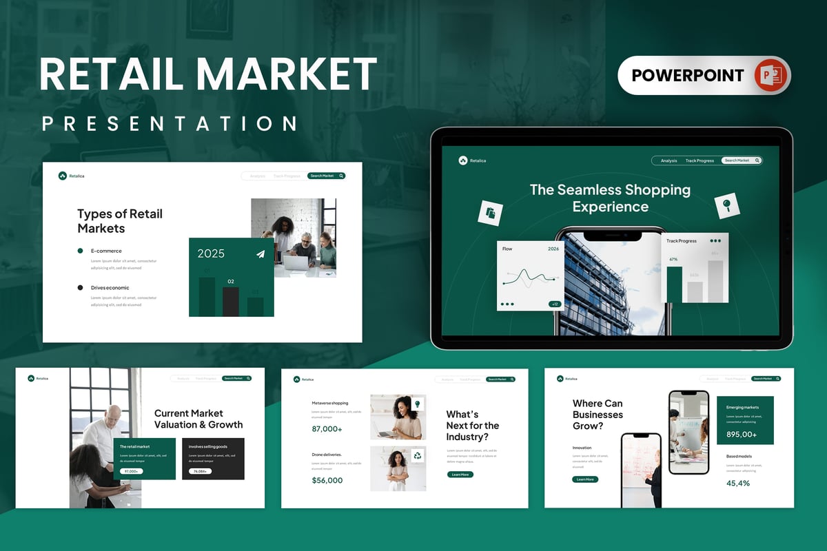 零售市场PPT模板 (PPTX)