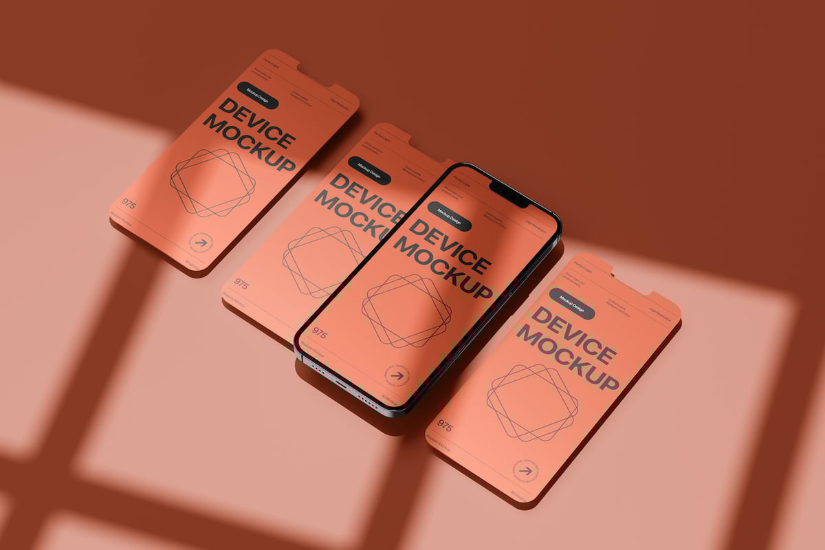 透视智能手机模型模板样机 (PSD)