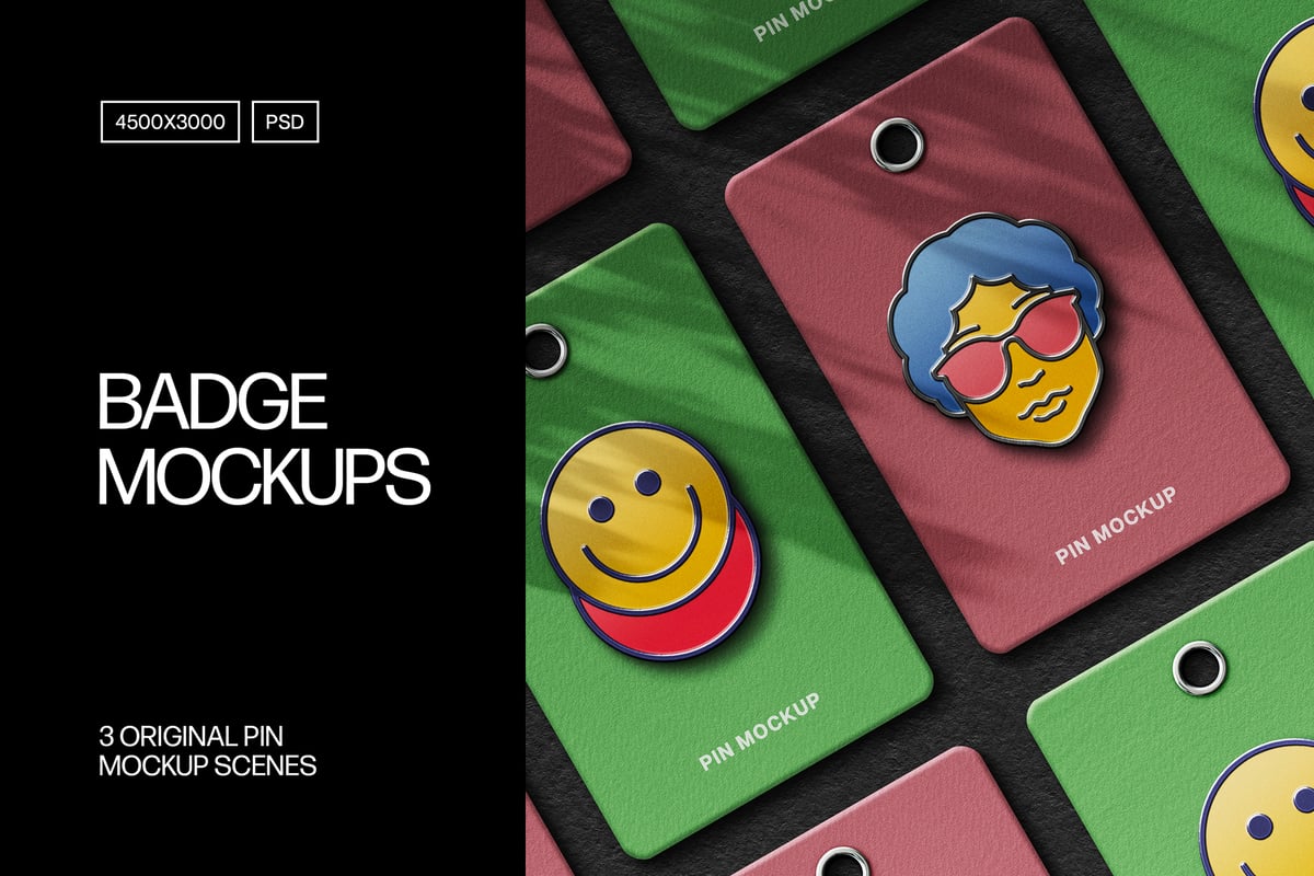 搪瓷别针徽标模型样机 (PSD)