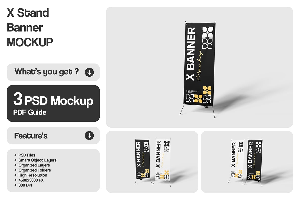 X展架横幅模型样机 (PSD)