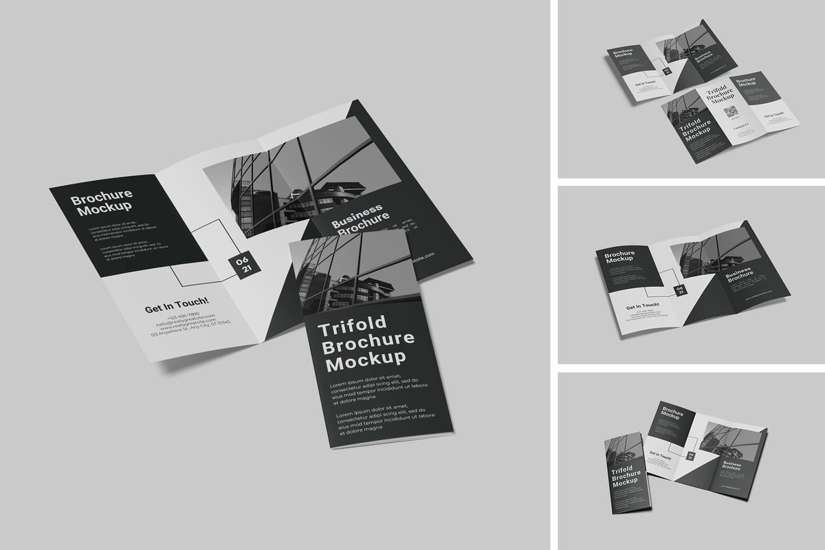 三折页画册手册模型样机 (PSD,PDF)