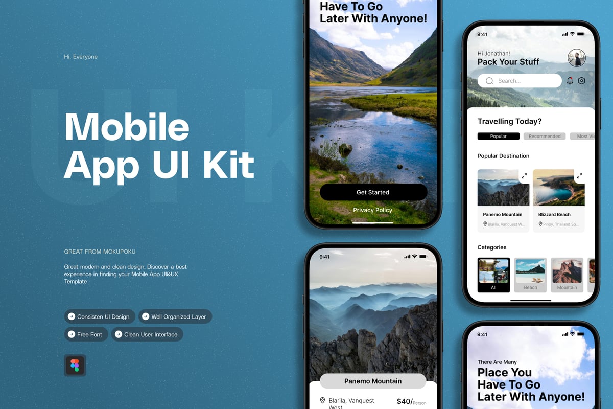 旅行 – 移动应用APP UI kit (FIG)