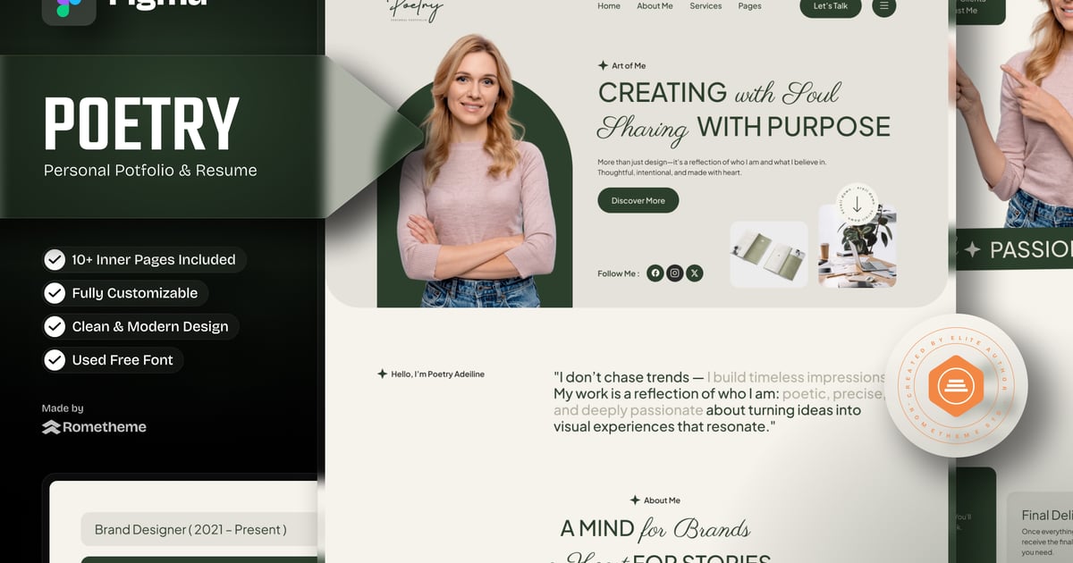 诗歌 – 个人作品集和简历 Figma