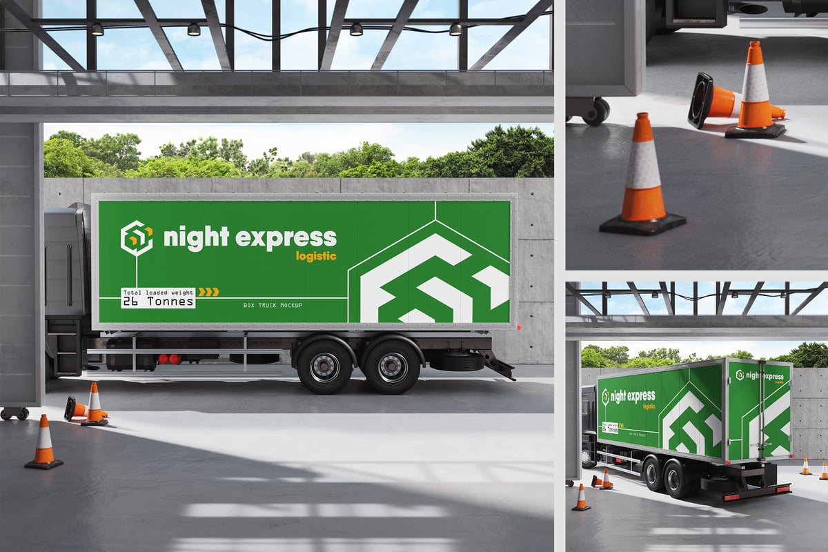 盒子卡车品牌模型样机 (PSD)