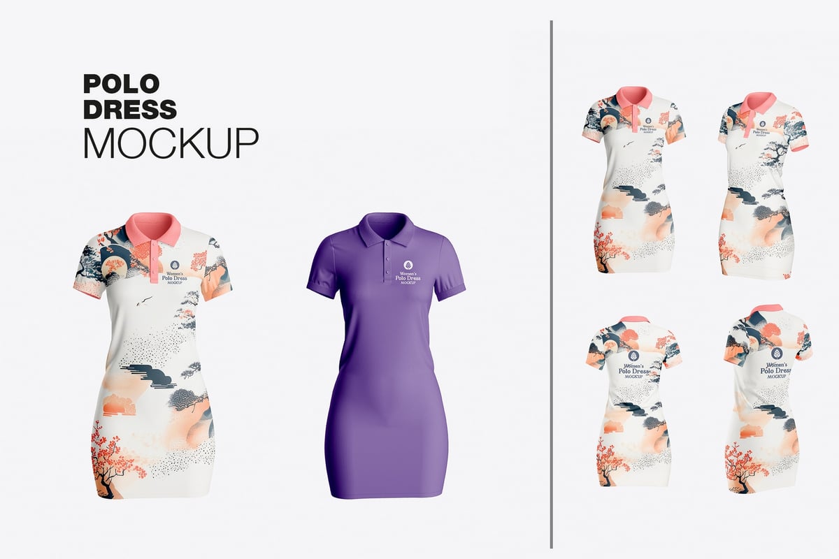 女子马球裙模型样机 (PSD)