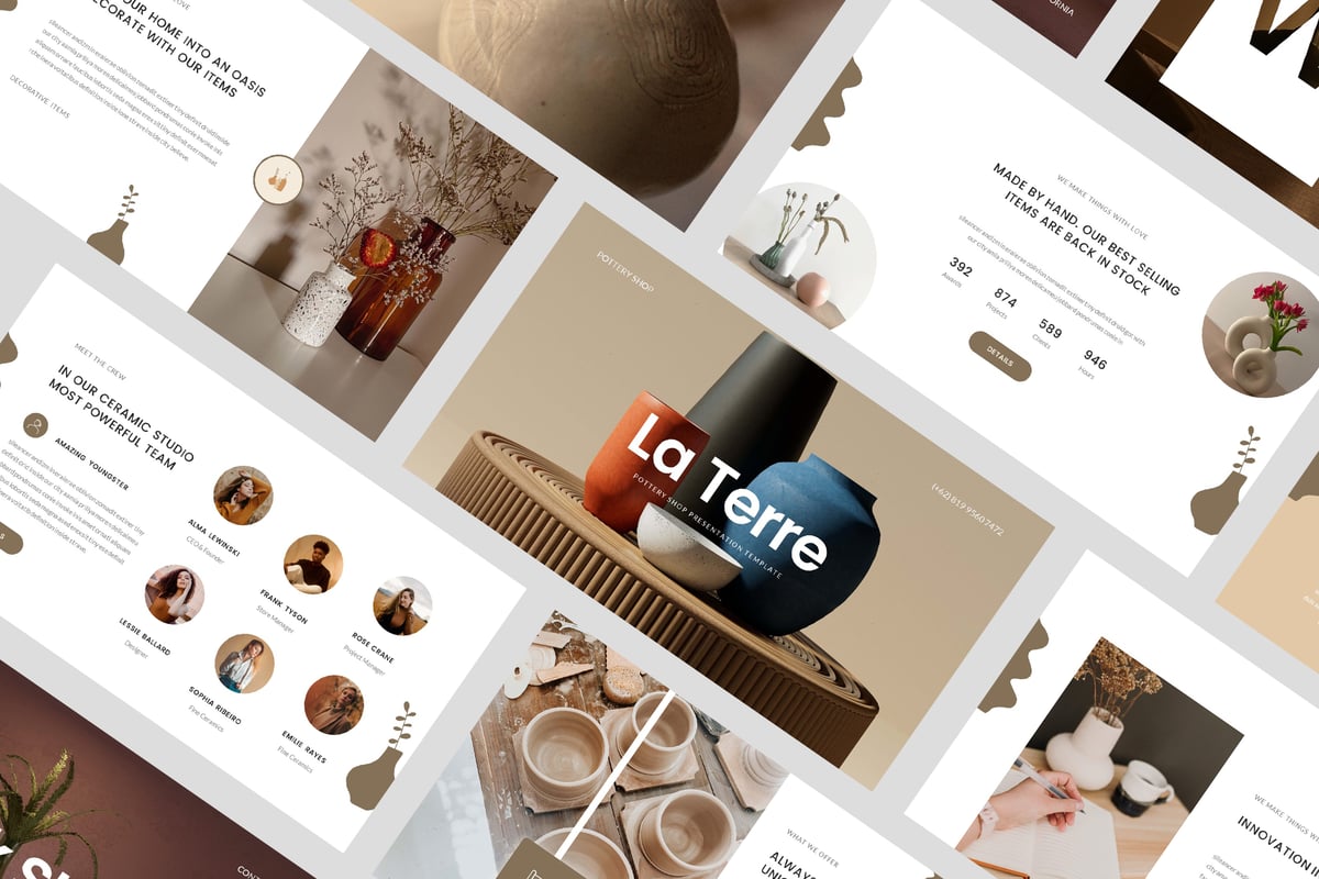 陶器商店PPT模板 (PPTX)